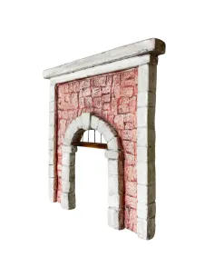 Coloured Plaster Wall with Arch and Metal Grille for 8–10 cm Nativity Figures 2