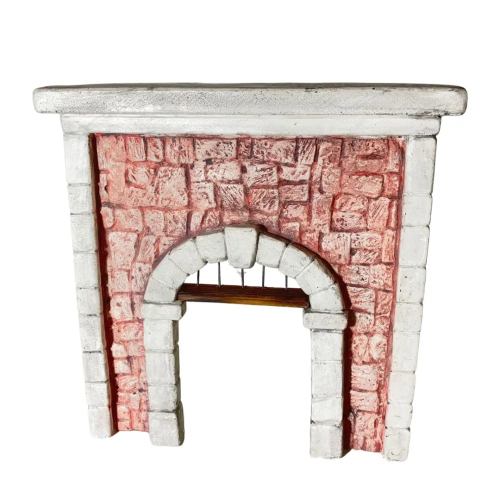 Coloured Plaster Wall with Arch and Metal Grille for 8–10 cm Nativity Figures