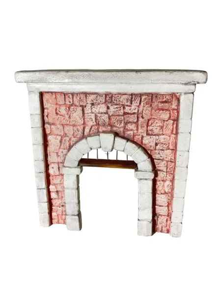Coloured Plaster Wall with Arch and Metal Grille for 8–10 cm Nativity Figures