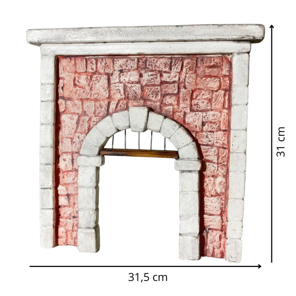 Coloured Plaster Wall with Arch and Metal Grille for 8–10 cm Nativity Figures