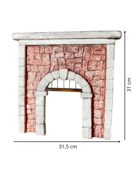 Coloured Plaster Wall with Arch and Metal Grille for 8–10 cm Nativity Figures