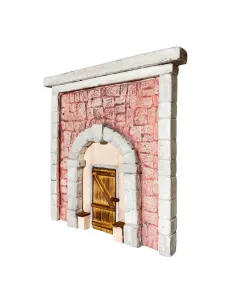 Coloured Plaster Wall with Arch and Rectangular Wooden Door for 10–12 cm Nativity Figures 2