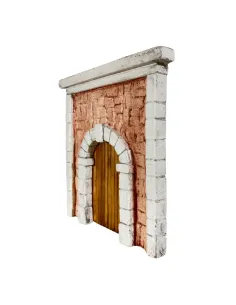 Coloured Plaster Wall with Arch and Double Wooden Door for 12–15 cm Nativity Figures 2