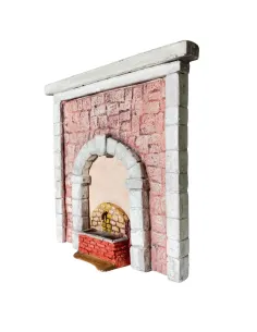 Parete con arco in gesso colorata e fontana per statue da 12-15 cm 2