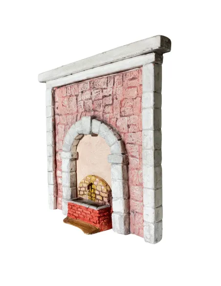Coloured Plaster Wall with Arch and Working Fountain for 12–15 cm Nativity Figures