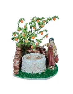 Donna Landi al pozzo con albero di arance 10 cm