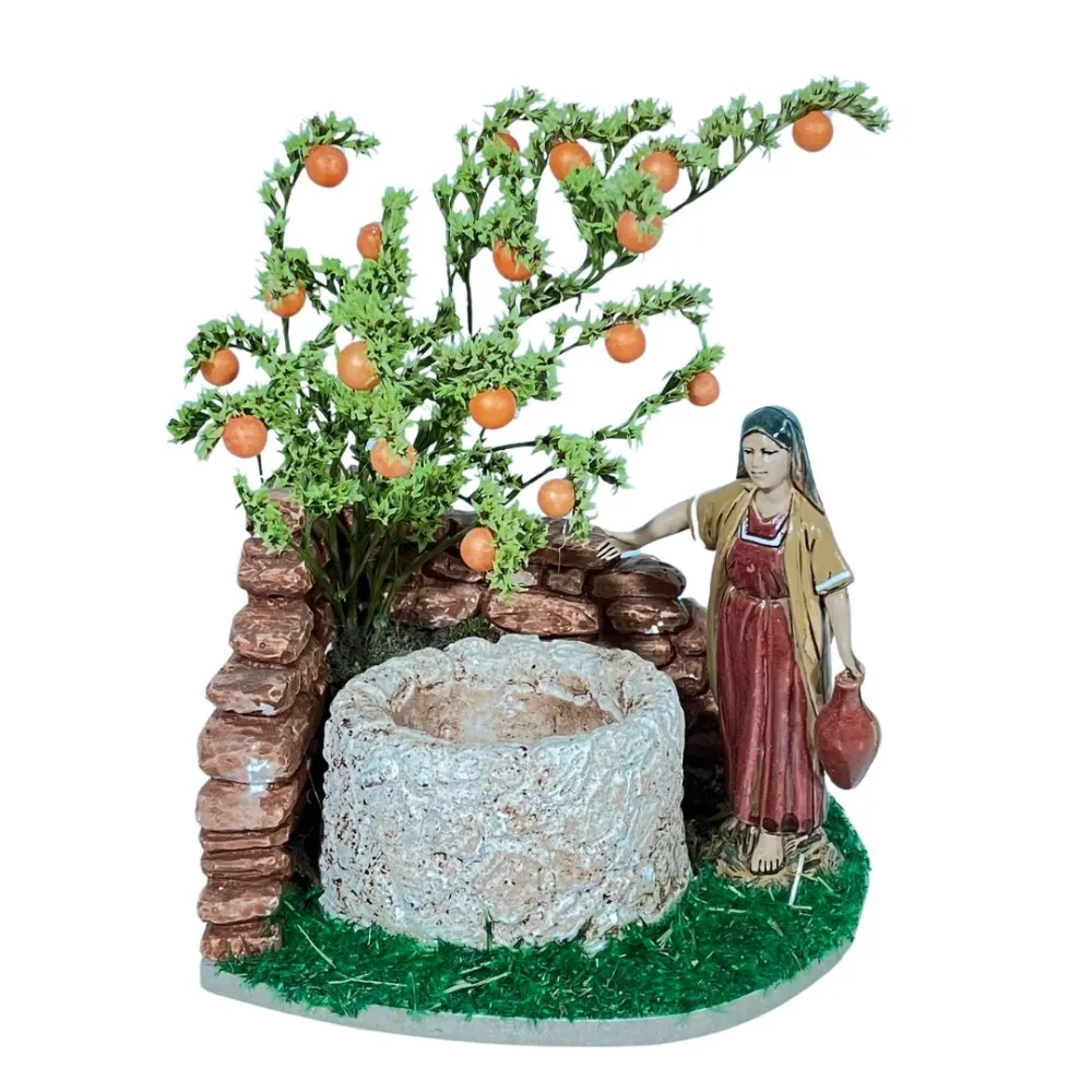 Landi Woman at the Well with Orange Tree, 10 cm