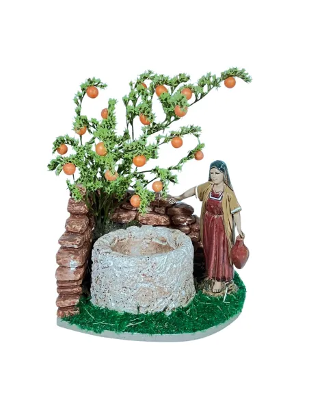 Landi Woman at the Well with Orange Tree, 10 cm