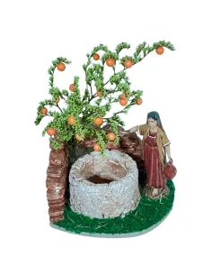 Donna Landi al pozzo con albero di arance 10 cm 2