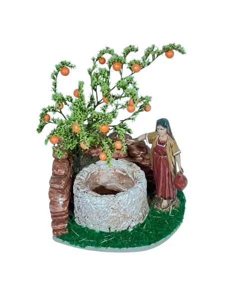 Donna Landi al pozzo con albero di arance 10 cm