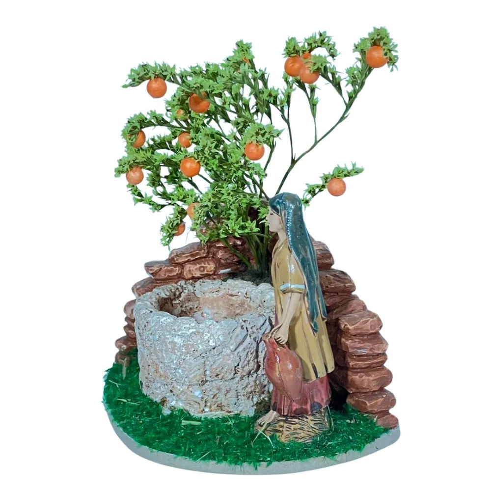 Landi Woman at the Well with Orange Tree, 10 cm