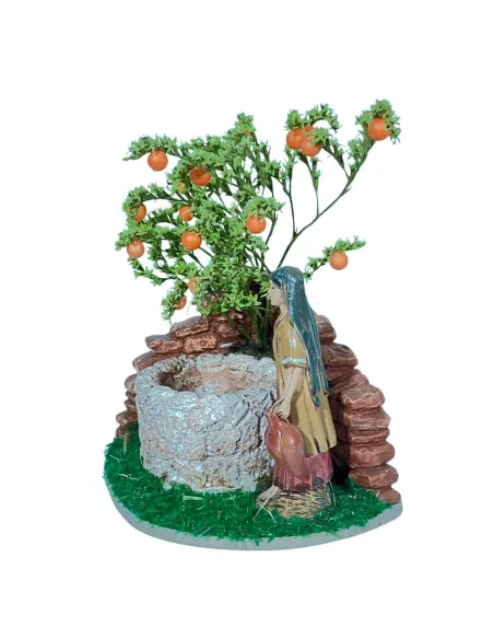 Donna Landi al pozzo con albero di arance 10 cm