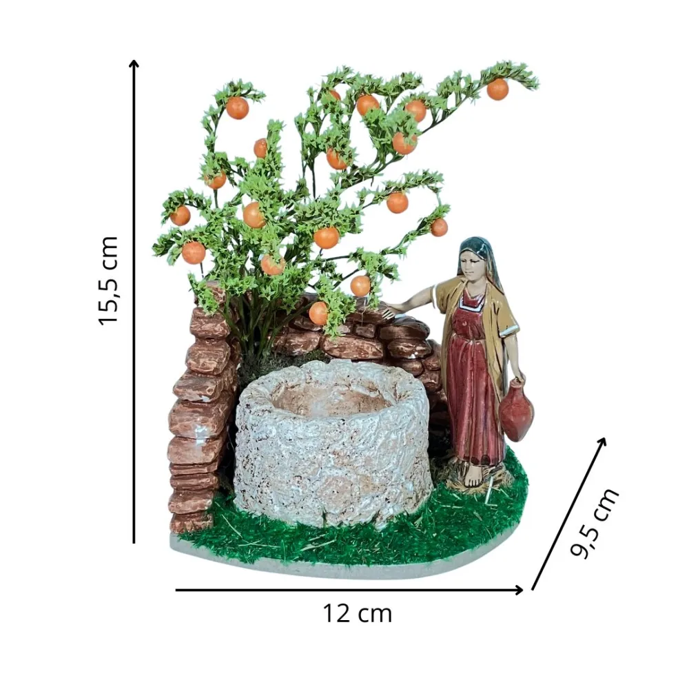 Landi Woman at the Well with Orange Tree, 10 cm