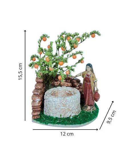 Landi Woman at the Well with Orange Tree, 10 cm