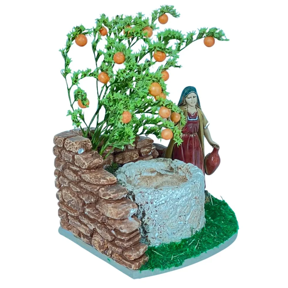 Landi Woman at the Well with Orange Tree, 10 cm
