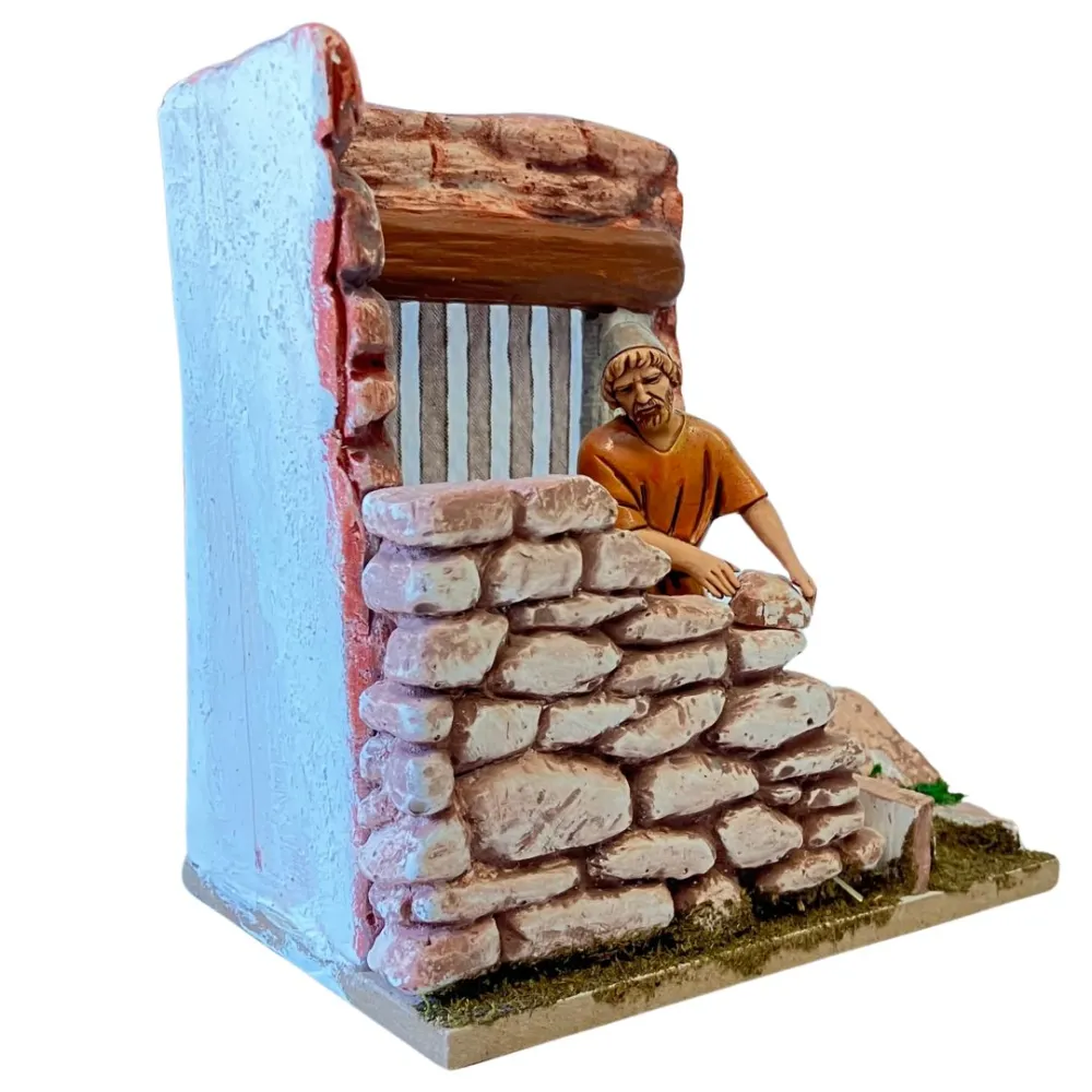 Landi Bricklayer with Stone Wall, 10 cm