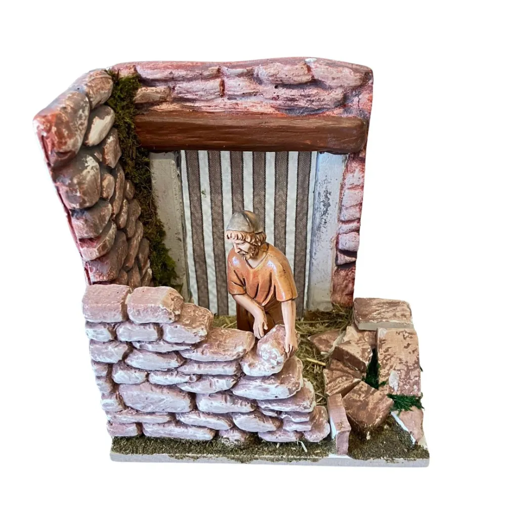 Landi Bricklayer with Stone Wall, 10 cm