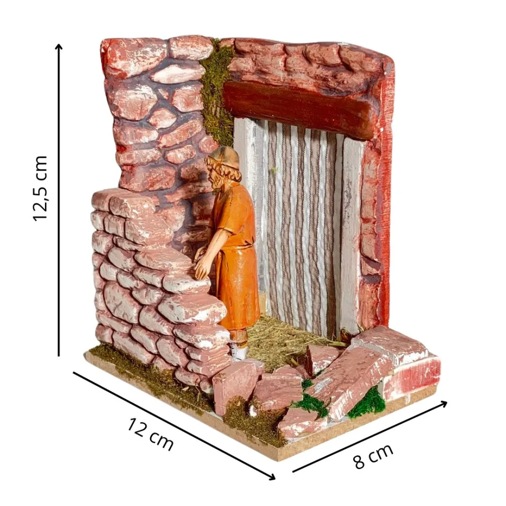 Landi Bricklayer with Stone Wall, 10 cm