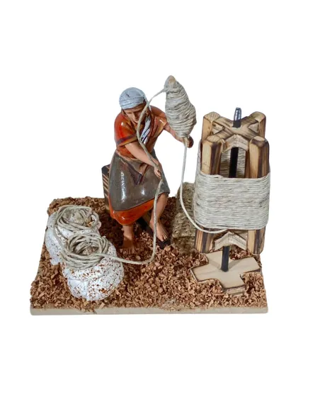 Uomo Landi che fila con arcolaio 10 cm