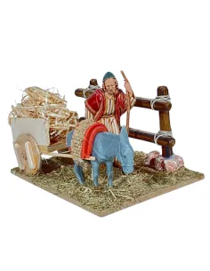 Contadino Landi con asino e carro 10 cm