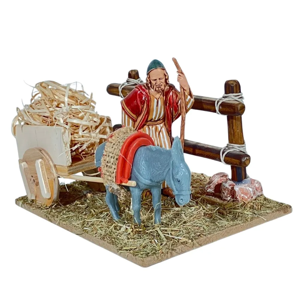 Landi Farmer with Donkey and Cart, 10 cm