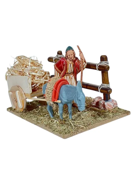 Contadino Landi con asino e carro 10 cm