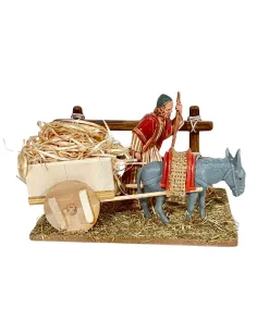 Contadino Landi con asino e carro 10 cm 2