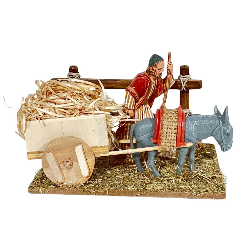Landi Farmer with Donkey and Cart, 10 cm