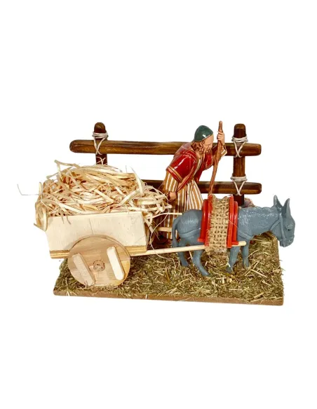Contadino Landi con asino e carro 10 cm