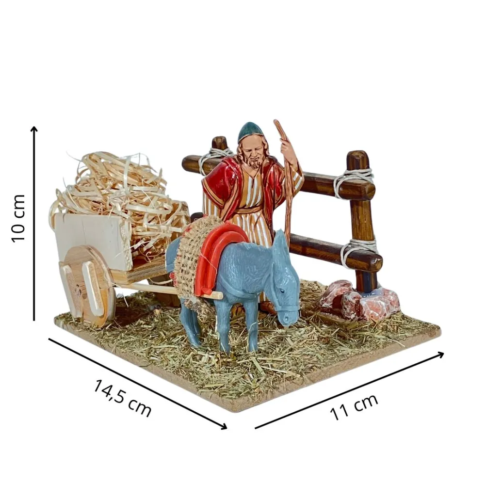 Landi Farmer with Donkey and Cart, 10 cm