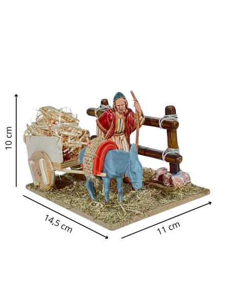 Contadino Landi con asino e carro 10 cm