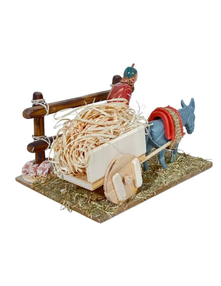 Contadino Landi con asino e carro 10 cm