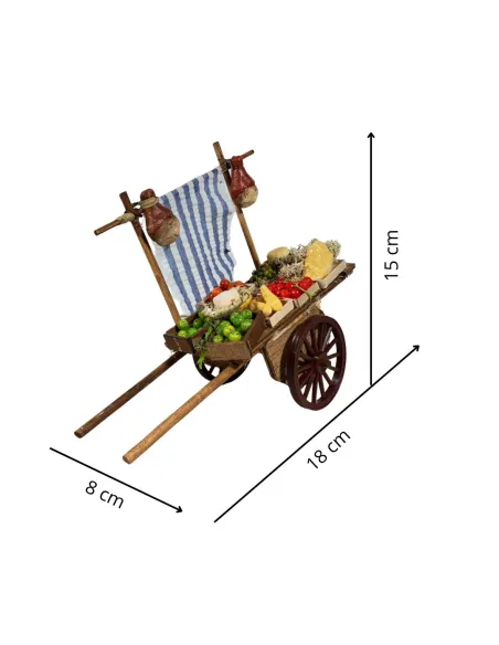 Wooden Two-Wheeled Cart with Assorted Provisions for 12 cm Nativity Figures