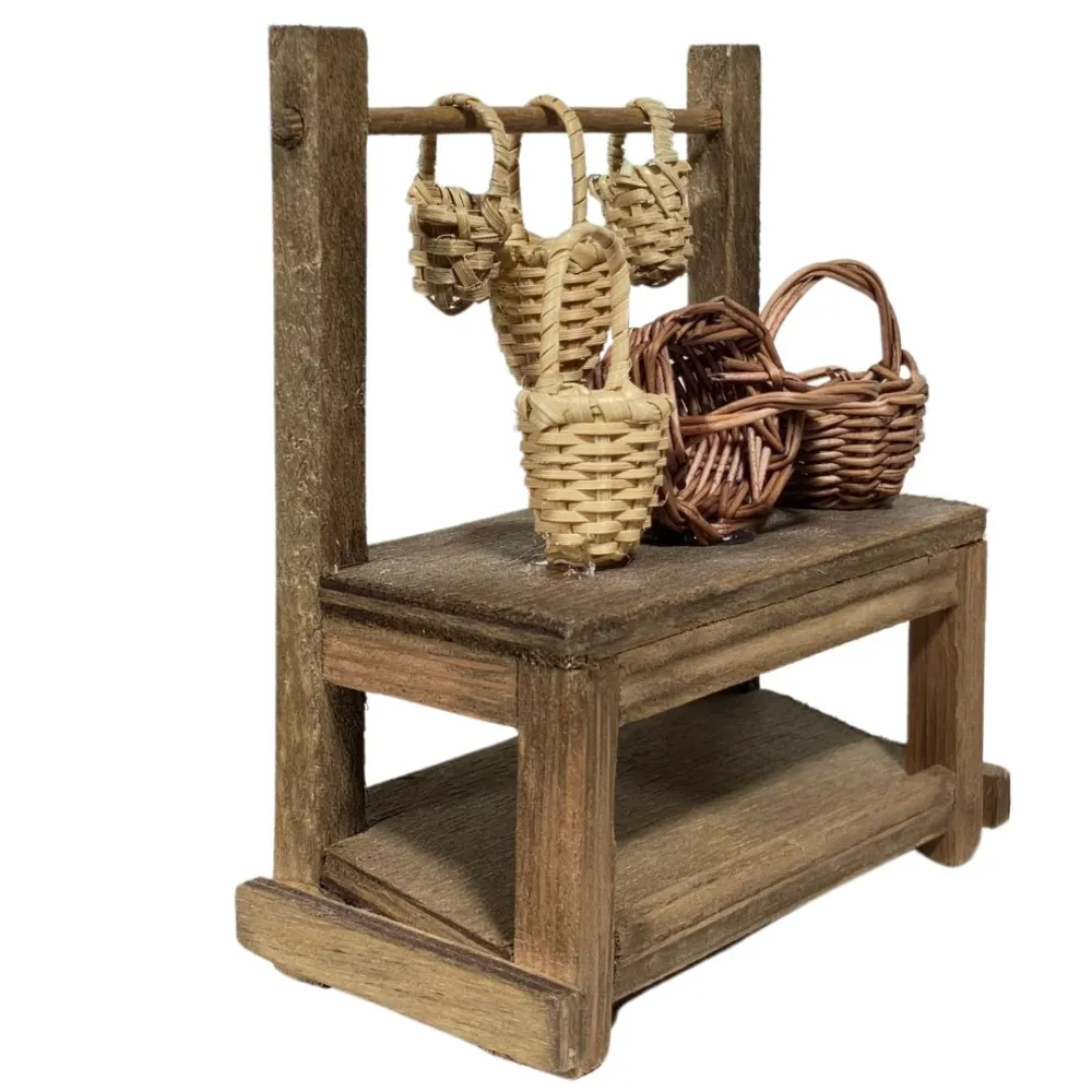 Wooden Basket Stall for 10 cm Nativity Figures