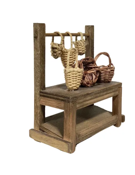 Wooden Basket Stall for 10 cm Nativity Figures