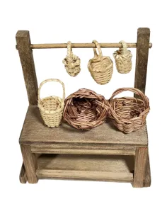 Wooden Basket Stall for 10 cm Nativity Figures