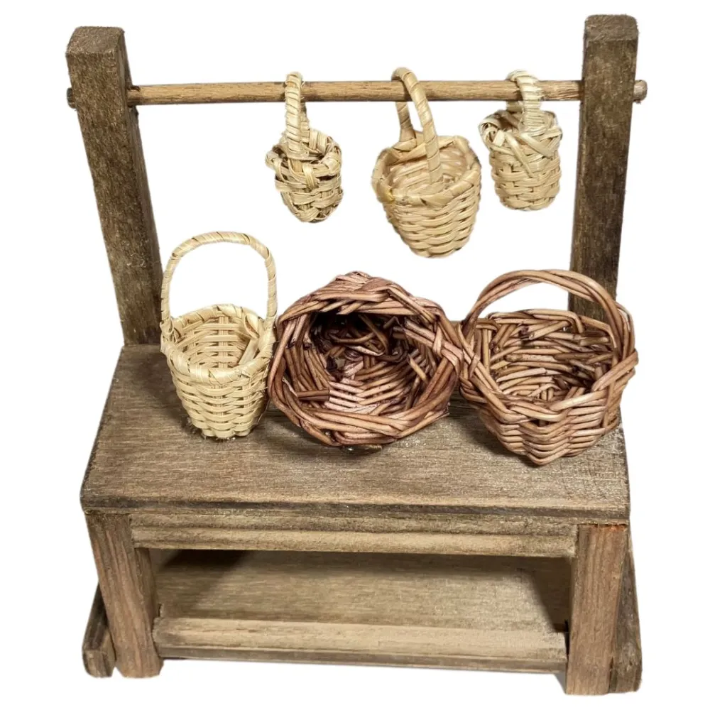 Wooden Basket Stall for 10 cm Nativity Figures