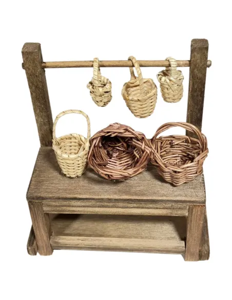Wooden Basket Stall for 10 cm Nativity Figures