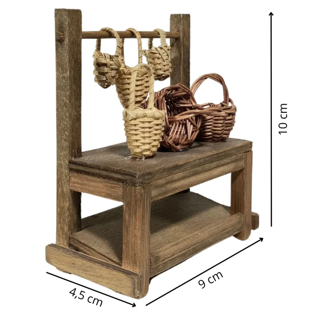 Wooden Basket Stall for 10 cm Nativity Figures