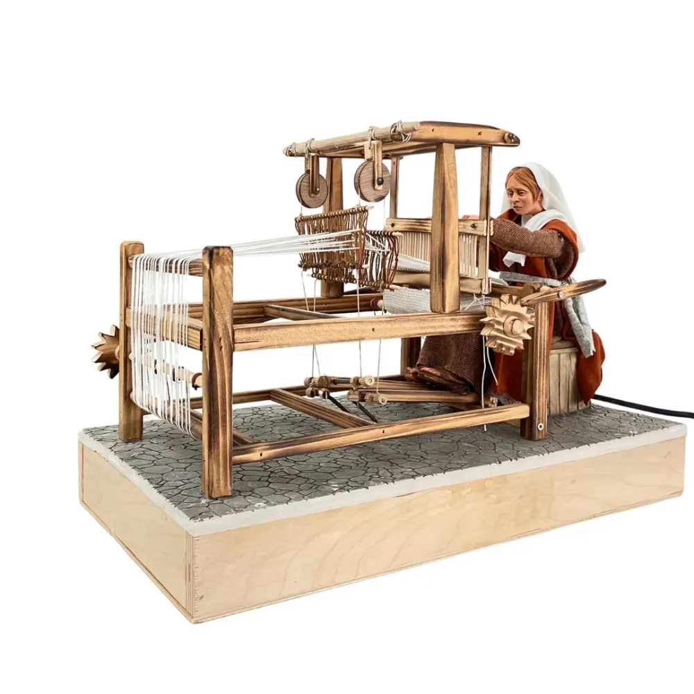 Animated Palestinian Weaver at a Loom - 30 cm