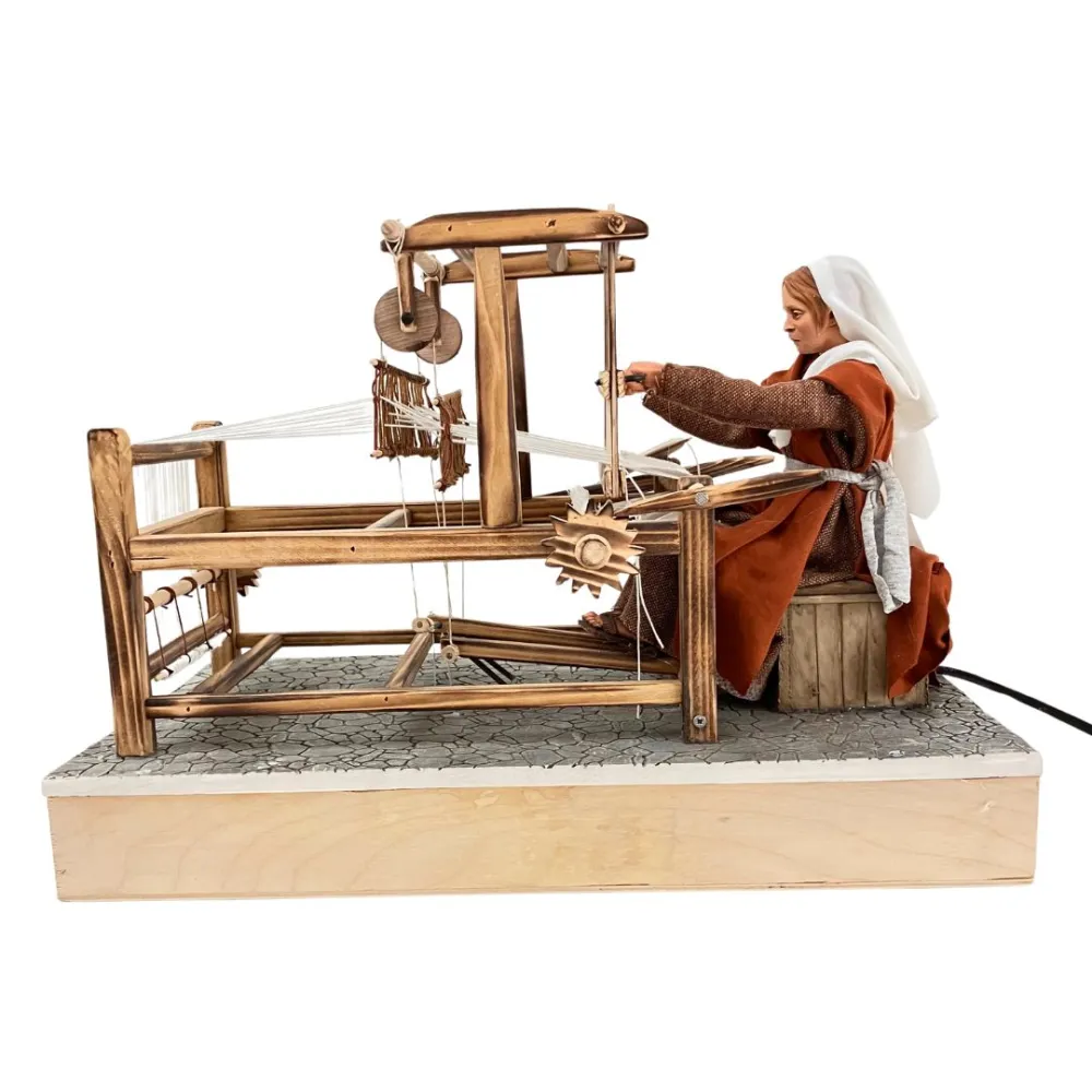Animated Palestinian Weaver at a Loom - 30 cm