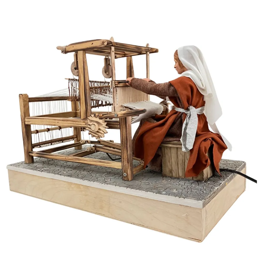 Animated Palestinian Weaver at a Loom - 30 cm