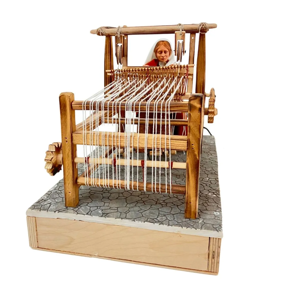 Animated Palestinian Weaver at a Loom - 30 cm