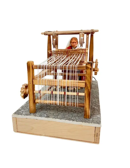 Animated Palestinian Weaver at a Loom - 30 cm
