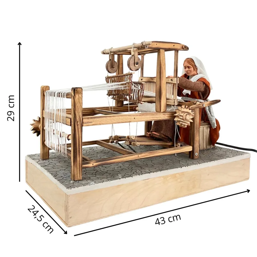 Animated Palestinian Weaver at a Loom - 30 cm