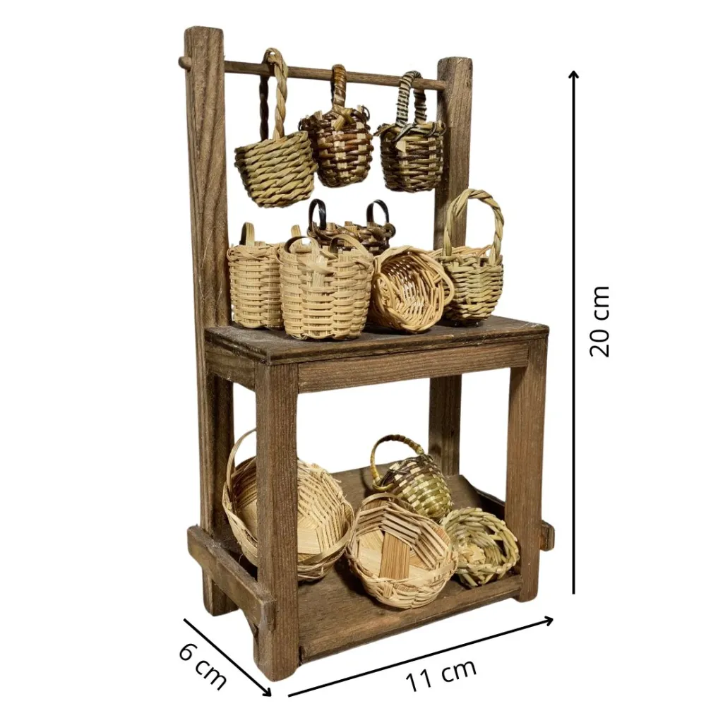 Wooden Basket Stall for 20 cm Nativity Figures