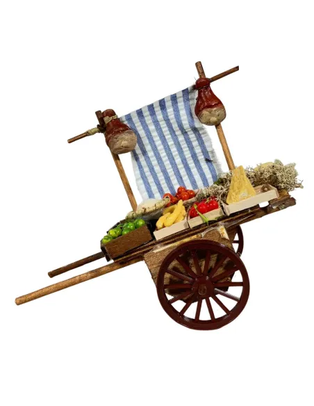 Wooden Two-Wheeled Cart with Assorted Provisions for 12 cm Nativity Figures