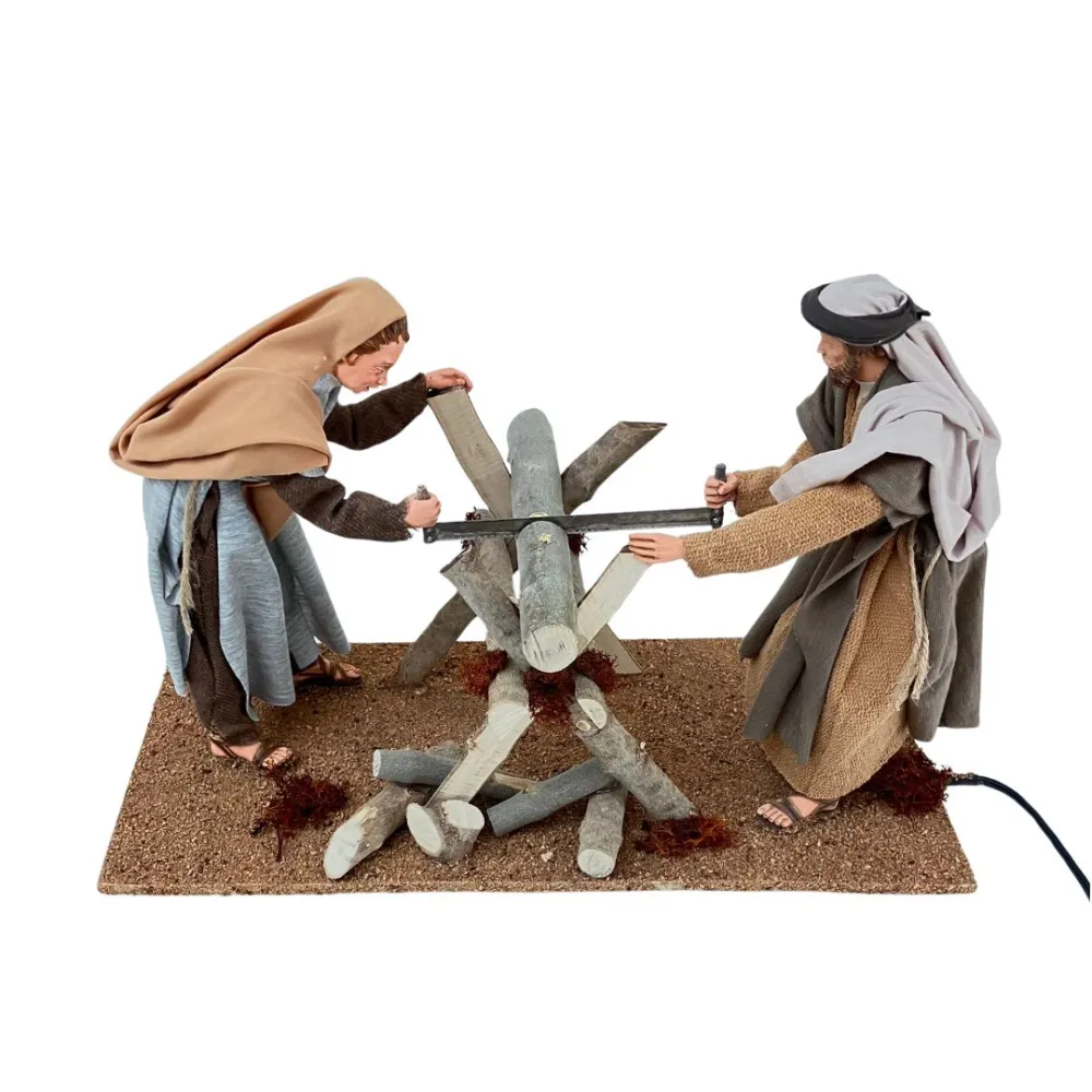 Animated Palestinian Woodcutters Scene - 30 cm