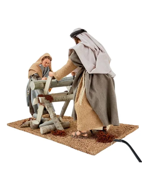 Animated Palestinian Woodcutters Scene - 30 cm