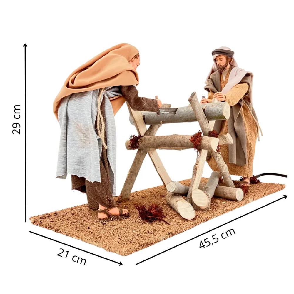 Animated Palestinian Woodcutters Scene - 30 cm